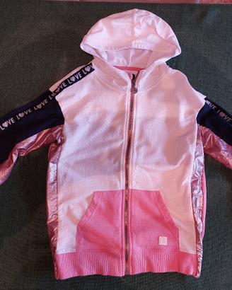 FELPA CON ZIP  ROSA E BIANCA 11-12 ANNI DESIGUAL