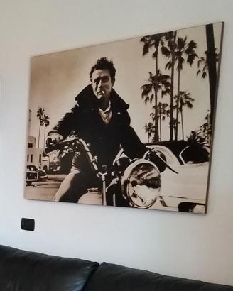 Quadro stampa su legno James Dean moto vintage
