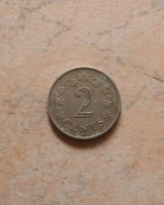 Moneta da 2 centesimi di Malta, coniata nell'anno 