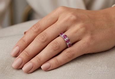 Anello veretta rubini e diamanti