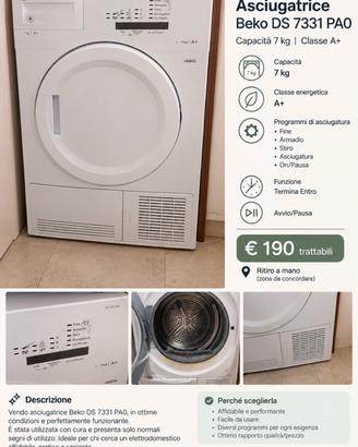 Asciugatrice Beko 7 kg – DS 7331 PA0
