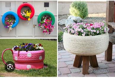 pneumatici usati per creare fioriere 