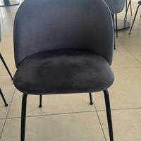 Sedia poltroncina grigia vellutata
