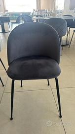 Sedia poltroncina grigia vellutata