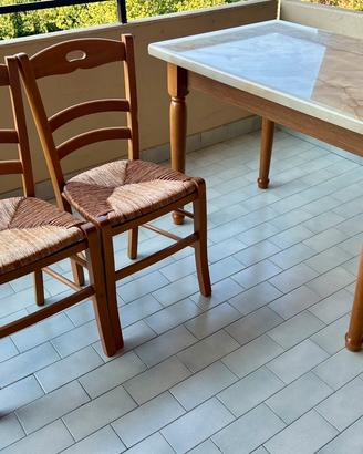 Set di tavolo allungabile, 2 sedie seduta palia
