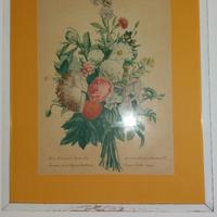 Quadro cornice legno bianco fiori colorato vintage