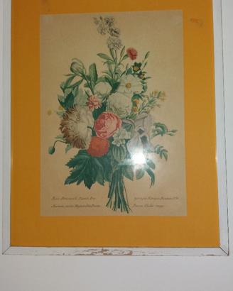Quadro cornice legno bianco fiori colorato vintage