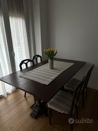 Tavolo consolle in legno con 4 sedie