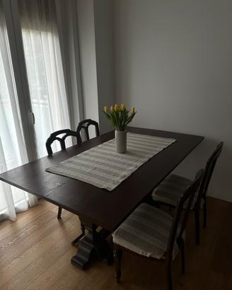 Tavolo consolle in legno con 4 sedie