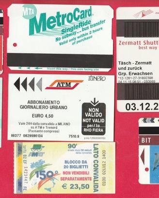 Biglietti (GIÀ USATI, da collezione) bus,treno, ec
