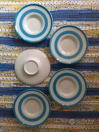N.6 piattini da caffè bianco / blu