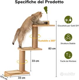 3 Alberi Tiragraffi a Parete per Gatti FUKUMARU