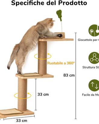 3 Alberi Tiragraffi a Parete per Gatti FUKUMARU