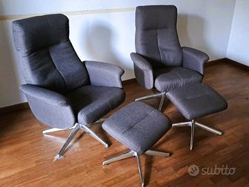 Poltrone relax imbottite tessuto reclinabili, 2pz