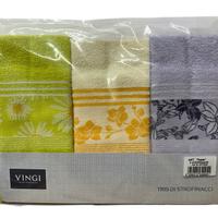 Tris strofinacci vingi stampati 100% cotone
