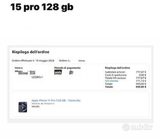Iphone 15 pro blu perfette condizioni