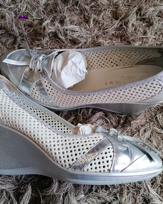 37 zeppe DONNA SOFT argento scarpe estive leggere