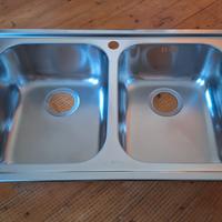 LAVELLO A 2 VASCHE SMEG ACCIAIO INOX (NUOVO)