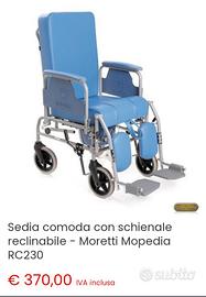 Sedia comoda imbottita a ruote con vano porta wc