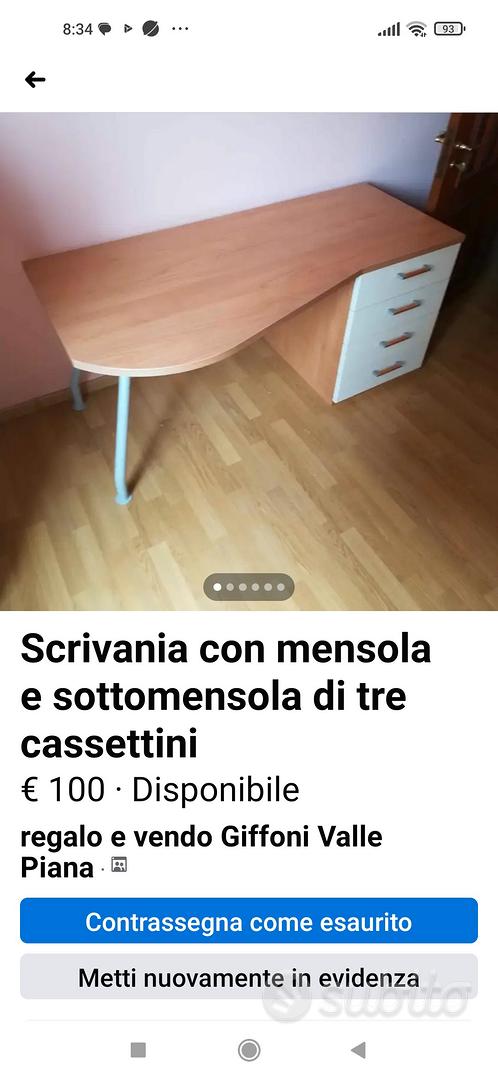 Scrivania più mensola più cassettiera sospesa - Arredamento e Casalinghi In  vendita a Salerno