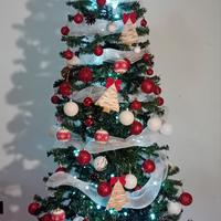 ALBERO DI NATALE 210 cm SLIM CON  ADDOBBI E LUCI 