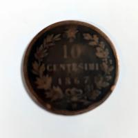 Moneta 10 Centesimi 1867 Vittorio Emanuele II Re