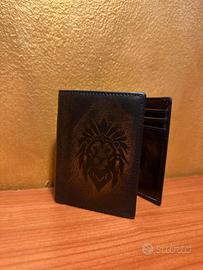 Portafoglio uomo in pelle vintage marrone con logo