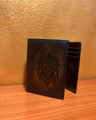 Portafoglio uomo in pelle vintage marrone con logo