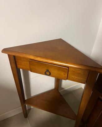 Angoliera/ mobiletto svuotatasche in legno