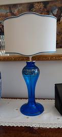 Lampada da tavolo in vetro di Murano blu