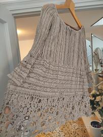 Blusa tunica donna taglie forti in pizzo e crochet