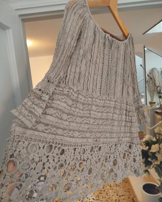 Blusa tunica donna taglie forti in pizzo e crochet