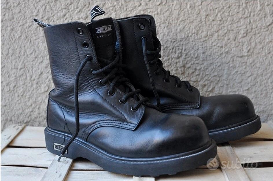 Anfibi,stivali cult unisex neri con punta di ferro Abbigliamento