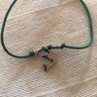 Bravciale argento e tessuto con ciondolo delfino