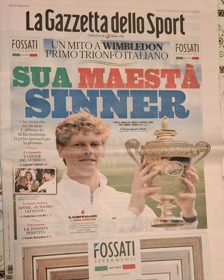 📰 La Gazzetta dello Sport STORICA - Sinner vince 