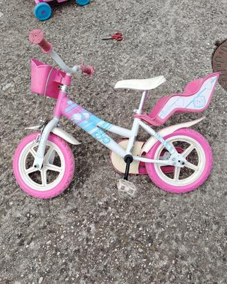 bicicletta bimba + rotelle + caschetto 