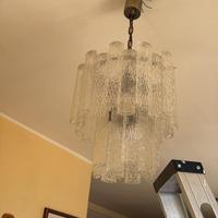 Lampadario vintage anni ‘70- vetro ghiaccio/ottone