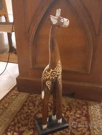 Scultura Legno Giraffa Artigianale Italy