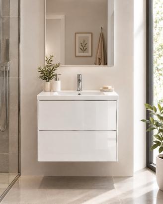 mobile bagno sospeso Sirio 600 bianco lucido