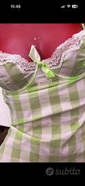 body moschino vintage a quadretti e pizzo