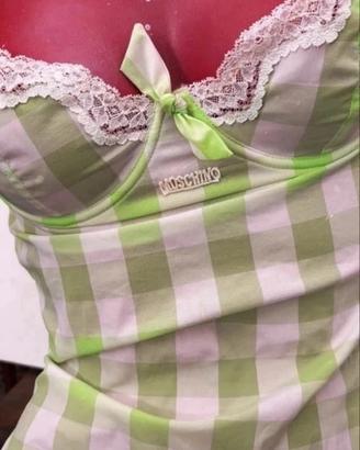 body moschino vintage a quadretti e pizzo