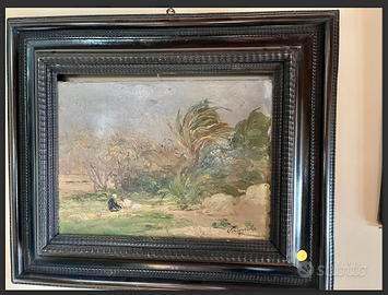 RARITA':BRIGNOLIdipinto"PAESAGGIOconFIGURE"del'900