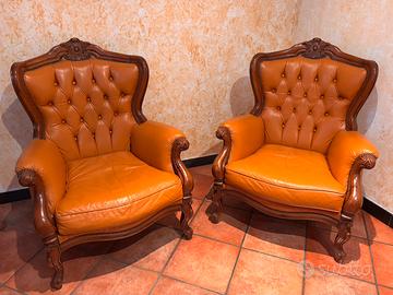 Set 2 poltrone e 1 divano in pelle