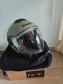 Casco Moto Blauer Verde Opaco Doppia Visiera - M