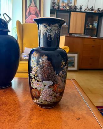 Vaso decorativo stile giapponese con pavone