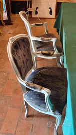 Lotto 5 Poltroncine / Sedie Vintage Stile Luigi XV