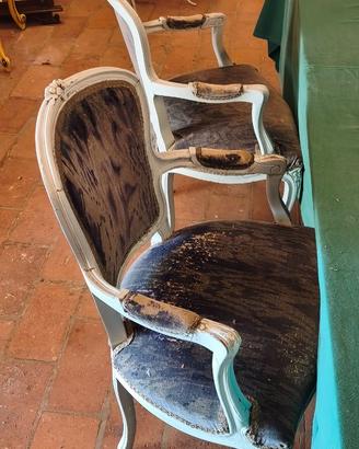 Lotto 5 Poltroncine / Sedie Vintage Stile Luigi XV