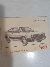 Libretto uso e manutenzione originale Alfa Sprint 