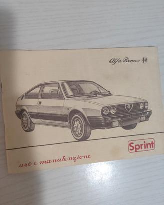 Libretto uso e manutenzione originale Alfa Sprint 