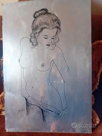 quadro d' autore incisione su foglia di acciaio